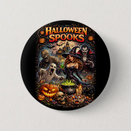 Bóton Redondo 5.08cm Espantos de Halloween