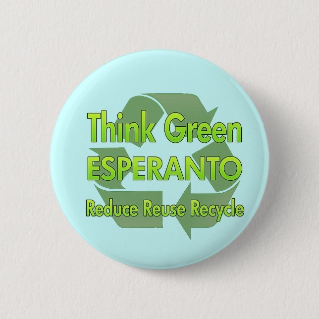 Bóton Redondo 5.08cm Esperanto do pense verde (Frente)