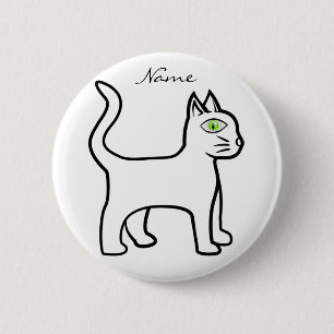 Bóton Redondo 5.08cm Espingarda de Gato de Olhos Verdes Minimalista