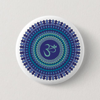 Bóton Redondo 5.08cm Espiritual Mandala Om Purple Aqua Blue Kaleidoscop