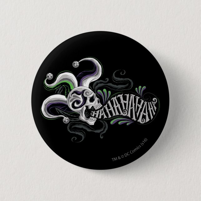 Bóton Redondo 5.08cm Esquadrão Suicida | Caveira-Joker - Haha (Frente)