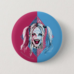 Bóton Redondo 5.08cm Esquadrão Suicida   Harley Laugh