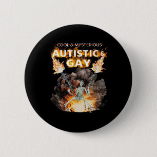 Bóton Redondo 5.08cm Esqueleto Autista e Gay Engraçado Esqueleto Autism
