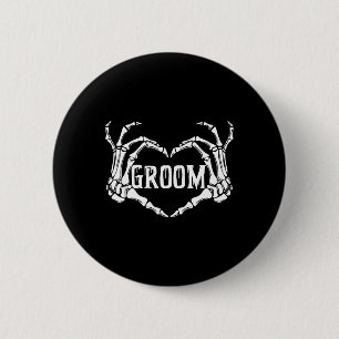 Bóton Redondo 5.08cm Esqueleto de Groom Spooky Mãos Noivado de Hallowee