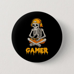 Bóton Redondo 5.08cm Esqueleto de Halloween Gamer Vídeo Jogos Engraçado