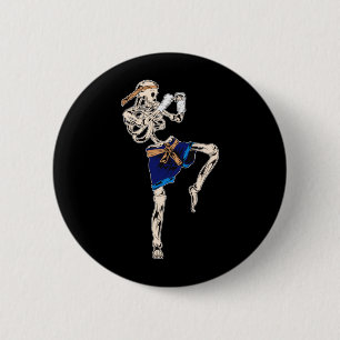 Bóton Redondo 5.08cm Esqueleto Muay Thai Halloween Kickboxing Mma