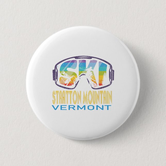 Bóton Redondo 5.08cm Esqui Stratton Mountain Vermont Férias de Esqui  (Frente)