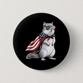Bóton Redondo 5.08cm Esquilo 4 De Julho Bandeira Americana Patriótica