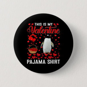 Bóton Redondo 5.08cm Esta É Minha Camiseta de Namorado Pinguim Coração 