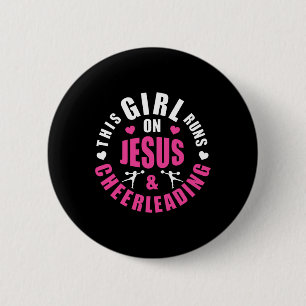 Bóton Redondo 5.08cm Esta Garota Corre Com Jesus E Garotas de Cheerlead