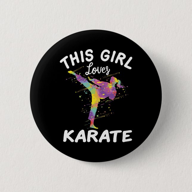 Bóton Redondo 5.08cm Esta Menina Adora Karate (Frente)