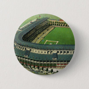 Bóton Redondo 5.08cm Estádio de Beisebol Esportivo Vintage, Vista Aérea