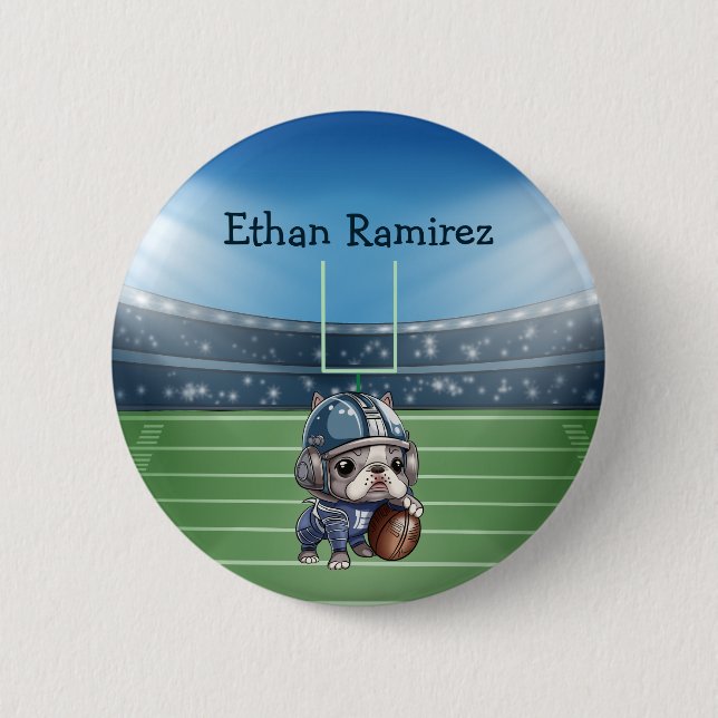 Bóton Redondo 5.08cm Estádio de Futebol do Cachorro Francês (Frente)