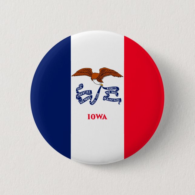 Bóton Redondo 5.08cm Estado de Iowa Flag Design (Frente)