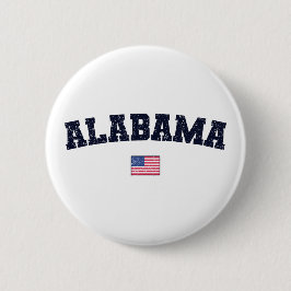 Bóton Redondo 5.08cm Estado do Alabama, EUA, Flag Vintage, foi perturba