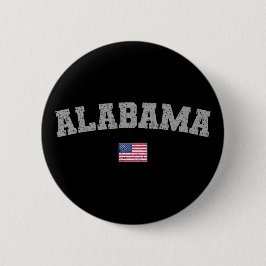 Bóton Redondo 5.08cm Estado do Alabama, EUA, Flag Vintage, foi perturba