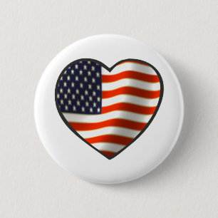 Bóton Redondo 5.08cm Estados Unidos Flag Heart