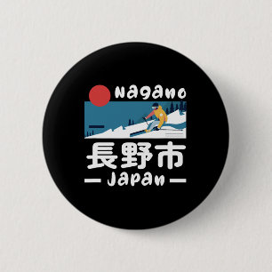 Bóton Redondo 5.08cm Estância de esqui Nagano Japão Esqui Alpes japones