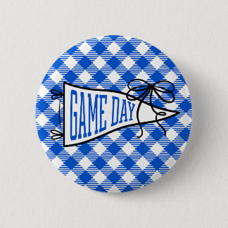 Bóton Redondo 5.08cm Estandarte de Gingham Azul Real para Dia de Jogo