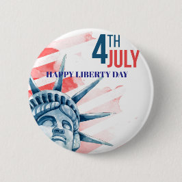 Bóton Redondo 5.08cm Estátua da Liberdade: 4 de julho Personalizada