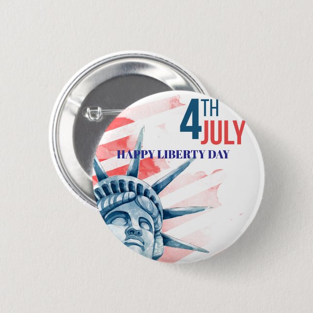Bóton Redondo 5.08cm Estátua da Liberdade: 4 de julho Personalizada (Frente & Verso)