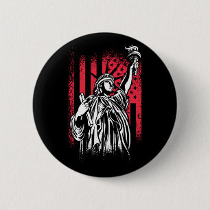 Bóton Redondo 5.08cm Estátua da Liberdade com Bandeira dos EUA