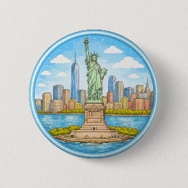 Bóton Redondo 5.08cm Estátua da Liberdade de Nova York