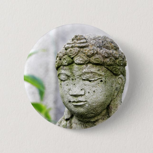 Bóton Redondo 5.08cm estátua de cabeça de Buda (Frente)