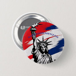 Bóton Redondo 5.08cm Estátua Negra do Patriótico Stripes da Liberdade
