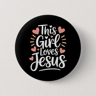 Bóton Redondo 5.08cm Este Presente de Menina Ama Jesus para Crianças Cr