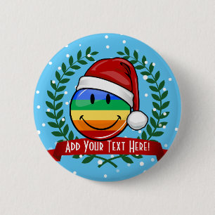 Bóton Redondo 5.08cm Estilo alegre do Natal da bandeira do orgulho gay