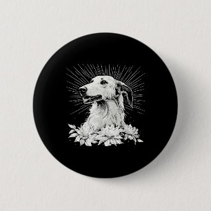 Bóton Redondo 5.08cm Estilo de Tatuagem Lover Borzoi - Cão Retroativo