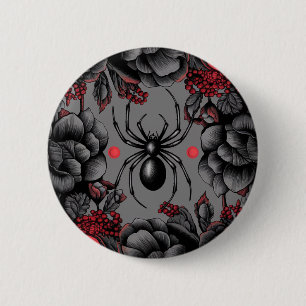 Bóton Redondo 5.08cm Estilo gótico de design de Aranha Floral