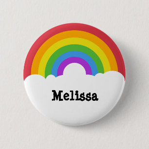 Bóton Redondo 5.08cm Estilo Retro Personalizado Arco-Íris e Nuvens