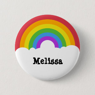 Bóton Redondo 5.08cm Estilo Retro Personalizado Arco-Íris e Nuvens Arre