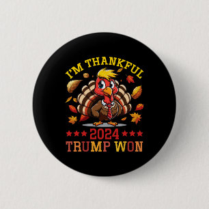 Bóton Redondo 5.08cm Estou agradecido pelo Patriótico Trump Won 2024