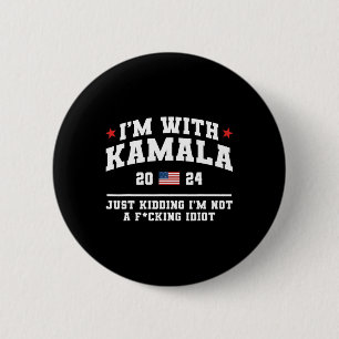 Bóton Redondo 5.08cm Estou com Kamala só brincando de voto engraçado Do