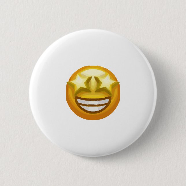 Bóton Redondo 5.08cm estrela de olhos emoji (Frente)