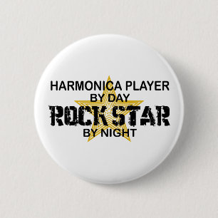 Bóton Redondo 5.08cm Estrela do rock da harmônica em a noite