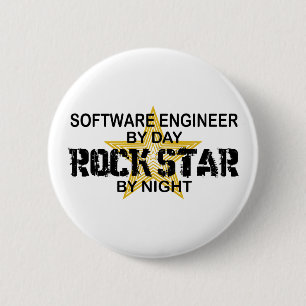 Bóton Redondo 5.08cm Estrela do rock da Software Engineer em a noite