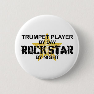 Bóton Redondo 5.08cm Estrela do rock da trombeta em a noite