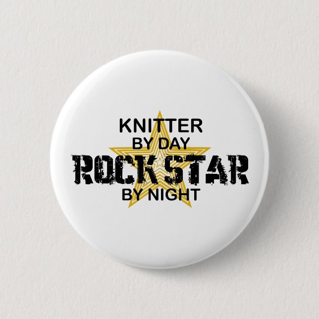 Bóton Redondo 5.08cm Estrela do rock do Knitter em a noite (Frente)
