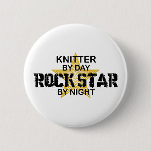 Bóton Redondo 5.08cm Estrela do rock do Knitter em a noite