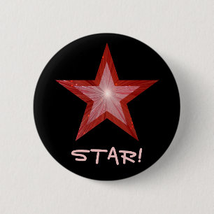Bóton Redondo 5.08cm Estrela Vermelha! botão preto