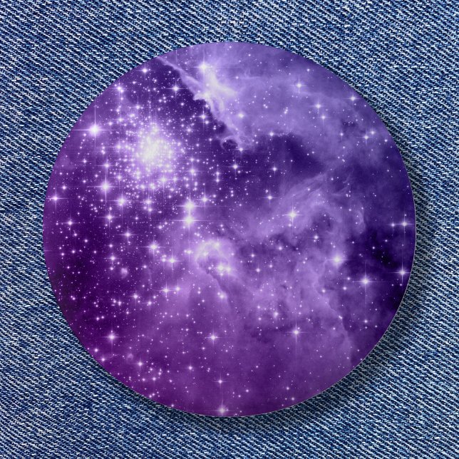 Bóton Redondo 5.08cm Estrelas Mágicas Roxas (Purple Magic Stars Button)
