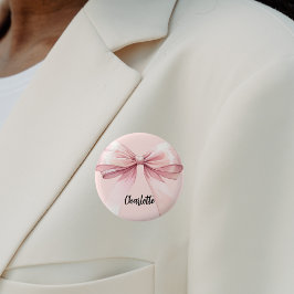 Bóton Redondo 5.08cm Etiqueta com laço rosa