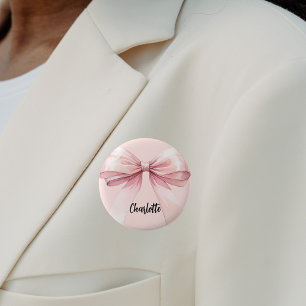 Bóton Redondo 5.08cm Etiqueta com laço rosa