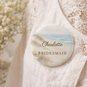 Bóton Redondo 5.08cm Etiqueta de Nome de Dama de Honra de Casamento Ele