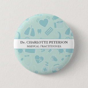 Bóton Redondo 5.08cm Etiqueta Personalizada com Nome de Médico Elemento