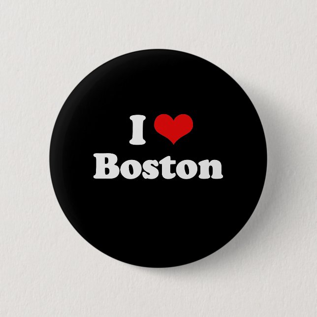 Bóton Redondo 5.08cm Eu Adoro Boston Tshirt Branca (Frente)